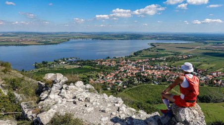 Výhled na obec Pavlov ze zříceniny hradu Děvičky