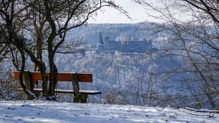 Výhled na zříceninu hradu Cornštejn od obce Bítov