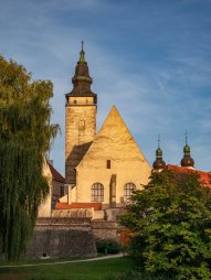 Vyhlídková věž kostela sv. Jakuba ve městě Telč