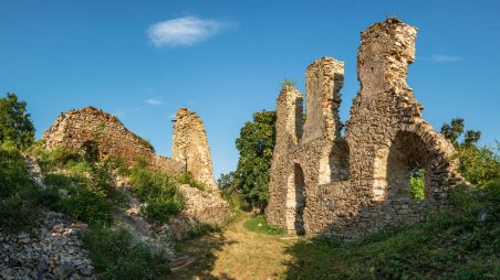 Zřícenina hradu Templštejn nad údolím řeky Jihlava